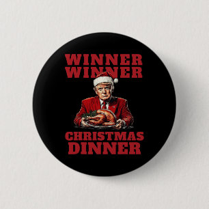 Chapa Redonda De 5 Cm Navidad Divertida de Trump - Ganador Ganador Navid