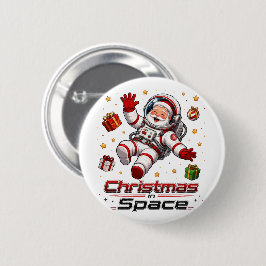 Chapa Redonda De 5 Cm Navidad en el Espacio Santa Astronauta Lindo Día F