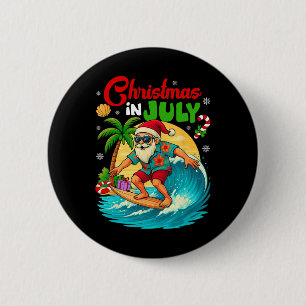 Chapa Redonda De 5 Cm Navidad En Julio Hawaii Santa Surfing Verano Playa