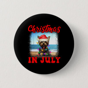 Chapa Redonda De 5 Cm Navidad En Julio Perro Amante Xmas Divertido Yorki