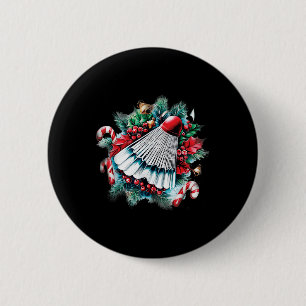 Chapa Redonda De 5 Cm Navidad Festiva Para Amantes Del Bádminton, Navida