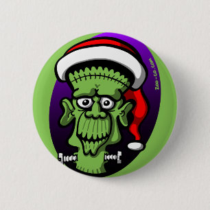 Chapa Redonda De 5 Cm Navidad Frankenstein