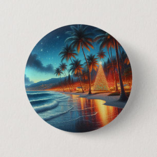 Chapa Redonda De 5 Cm Navidad hawaiana/tropical 
