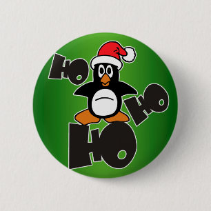 Chapa Redonda De 5 Cm Navidad - Ho Ho Ho Papá Noel Pingüino 1