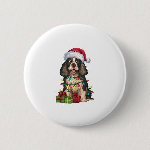Chapa Redonda De 5 Cm Navidad iluminando Santa Hat Perro Malamute Alaska