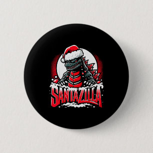 Chapa Redonda De 5 Cm Navidad Kaiju Santazilla Monstruo Japonés Dinosa