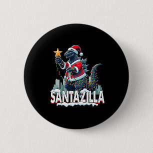 Chapa Redonda De 5 Cm Navidad Kaiju Santazilla Monstruo Japonés Dinosaur