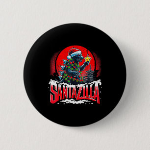 Chapa Redonda De 5 Cm Navidad Kaiju Santazilla Monstruo Japonés Dinosaur