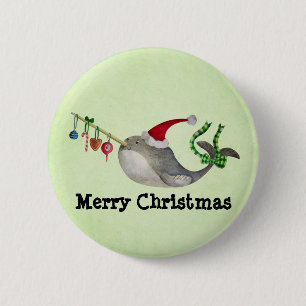 Chapa Redonda De 5 Cm Navidad lindo Narwhal