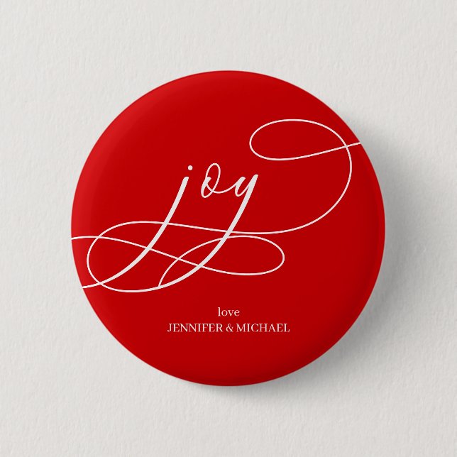 Chapa Redonda De 5 Cm Navidad Minimal Joy rojo blanco (Anverso)