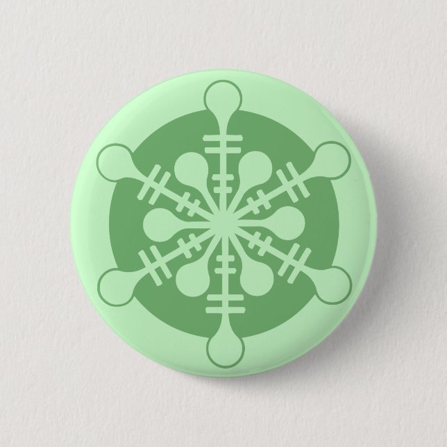 Chapa Redonda De 5 Cm Navidad Moderna Escarcha Verde Menta (Anverso)