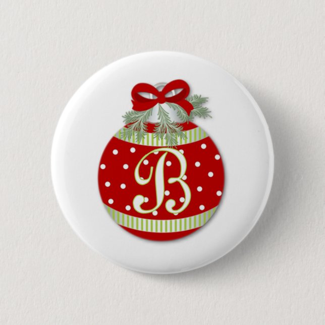 CHAPA REDONDA DE 5 CM NAVIDAD ORNAMENTAL INICIAL B (Anverso)