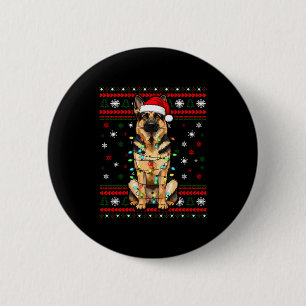 Chapa Redonda De 5 Cm Navidad Perro, Luces de Navidad Pastor Alemán Feo