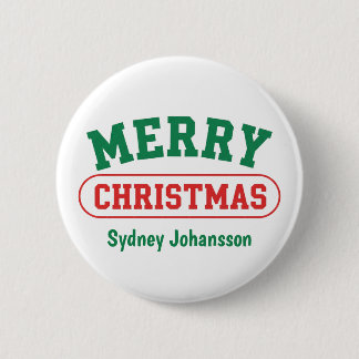 Chapa Redonda De 5 Cm Navidad Personalizada Feliz Retro Nombre Personali