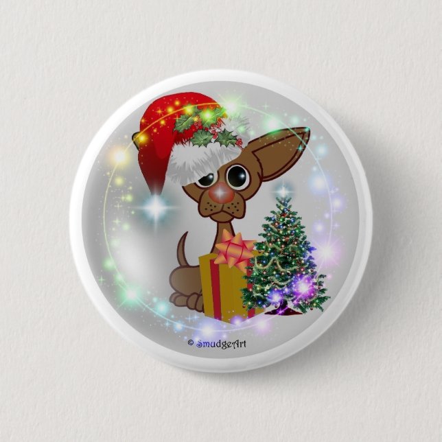 Chapa Redonda De 5 Cm Navidad ratonil de un perro (Anverso)
