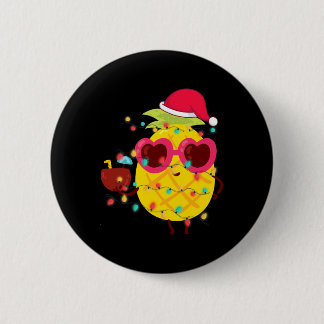 Chapa Redonda De 5 Cm Navidad Tropical de Verano Hawaiano Piña Navidad 