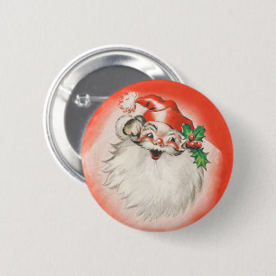 Chapa Redonda De 5 Cm Navidad Vintage, Alegre Santa Claus Retro de los 5