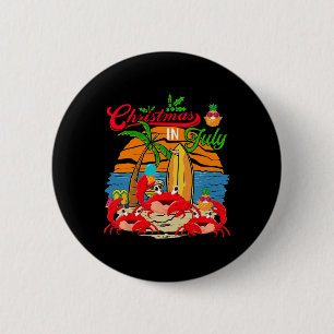 Chapa Redonda De 5 Cm Navidad Vintage Retro En Julio Tres Cangrejos Lind