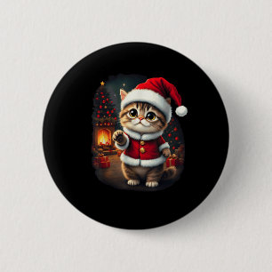Chapa Redonda De 5 Cm Navidades adorables Cat Santa Claus Lovely Xmas Ki