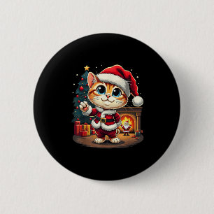 Chapa Redonda De 5 Cm Navidades adorables Cat Santa Claus Lovely Xmas Ki