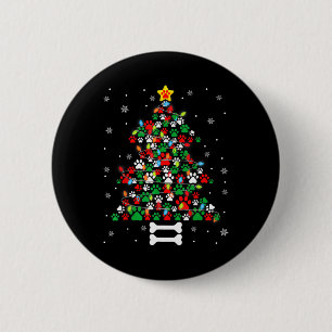Chapa Redonda De 5 Cm Navidades adoran perro con hojas de navidad árbol