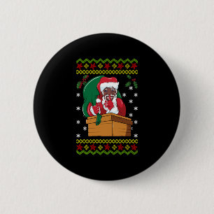 Chapa Redonda De 5 Cm Navidades afroamericanos de Santa Ugly