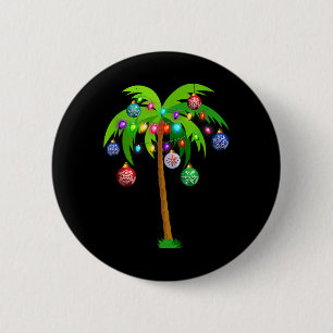 Chapa Redonda De 5 Cm Navidades alumbran palmeras divertidas Hawaii Beac
