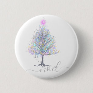 Chapa Redonda De 5 Cm Navidades artísticos de noel con luces pastel