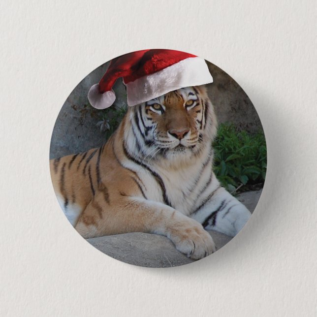 Chapa Redonda De 5 Cm Navidades Bengal Tiger (Anverso)