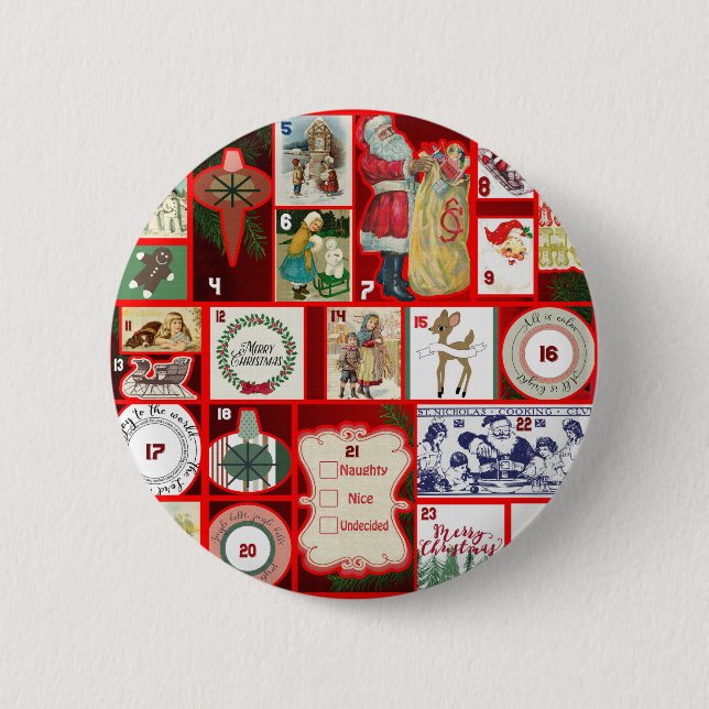 Chapa Redonda De 5 Cm Navidades bloquean cuadrados de Ilustracion (Anverso)