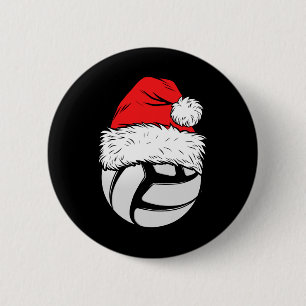 Chapa Redonda De 5 Cm Navidades Bolas de voleibol Santa Hat navidad