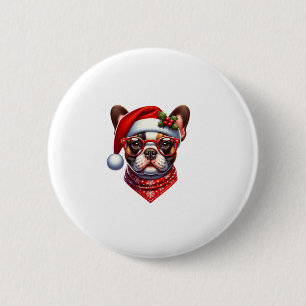 Chapa Redonda De 5 Cm Navidades Bulldog francés Santa Hat Frenchie Ugly 