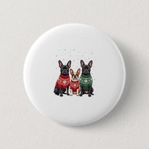 Chapa Redonda De 5 Cm Navidades Bulldoges franceses Navidad Perro francé
