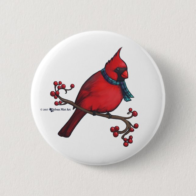 Chapa Redonda De 5 Cm Navidades Cardinal (Anverso)