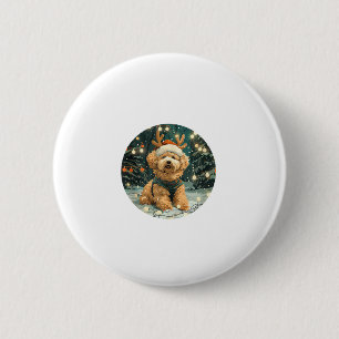 Chapa Redonda De 5 Cm Navidades Cavapoo Perro reno Santa Hat cúter Holi
