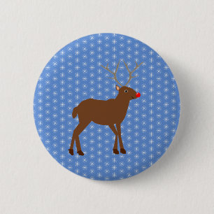 Chapa Redonda De 5 Cm Navidades cortos renos con nariz roja