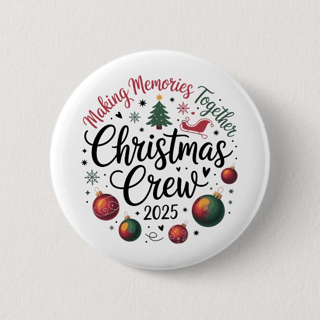 Chapa Redonda De 5 Cm Navidades Crew 2025 Matching Family Group Navidad (Anverso)