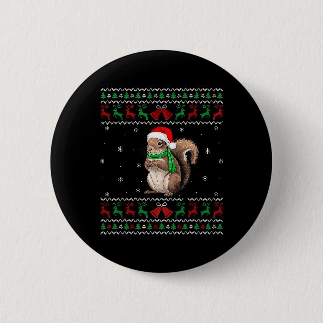 Chapa Redonda De 5 Cm Navidades de ardilla saludan feriado en Pajama San (Anverso)