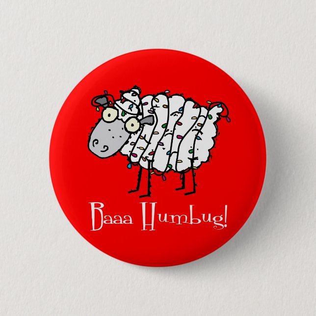 Chapa Redonda De 5 Cm Navidades de Baaa Humbug (Anverso)