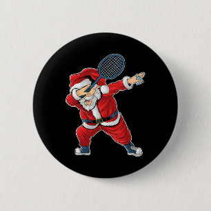 Chapa Redonda De 5 Cm Navidades de Badminton Dabbing Santa Claus con Shu