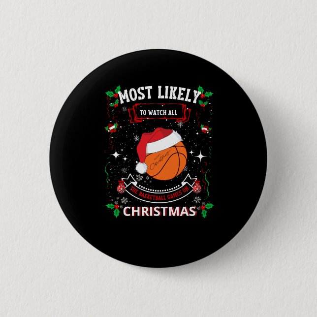 Chapa Redonda De 5 Cm Navidades de baloncesto (Anverso)