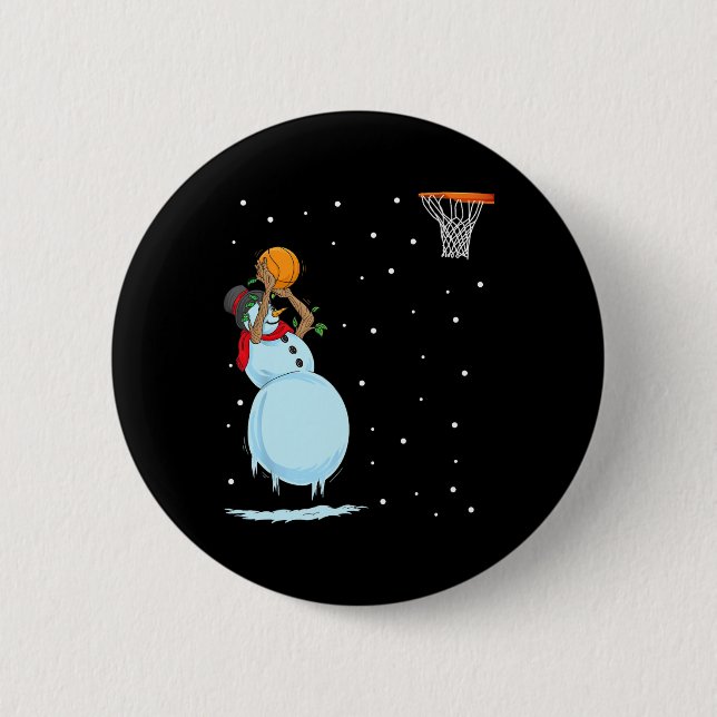 Chapa Redonda De 5 Cm Navidades de baloncesto de Fun Snowman (Anverso)