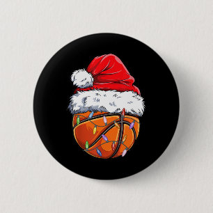 Chapa Redonda De 5 Cm Navidades de baloncesto Santa Hat - Fun Basketball
