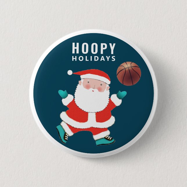 Chapa Redonda De 5 Cm Navidades de baloncesto Stocking Stuffer (Anverso)