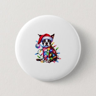 Chapa Redonda De 5 Cm Navidades de Boston alumbran amor de perro de Sant