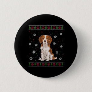 Chapa Redonda De 5 Cm Navidades de Bretaña Español Sweater Xmas Mascota 