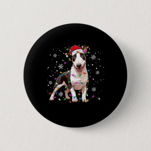 Chapa Redonda De 5 Cm Navidades de Bull Terrier Sweater Dog Xmas Luces T