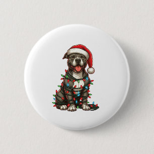 Chapa Redonda De 5 Cm Navidades de bulldog de foso iluminan nieve de San