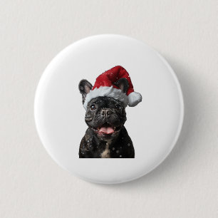 Chapa Redonda De 5 Cm Navidades de Bulldog de Francia