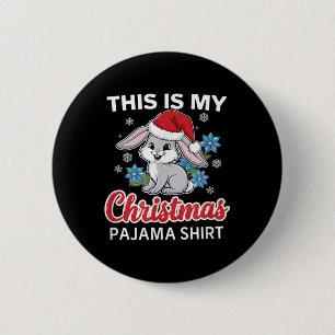 Chapa Redonda De 5 Cm Navidades de conejo Pajama Santa Rabbit Lover